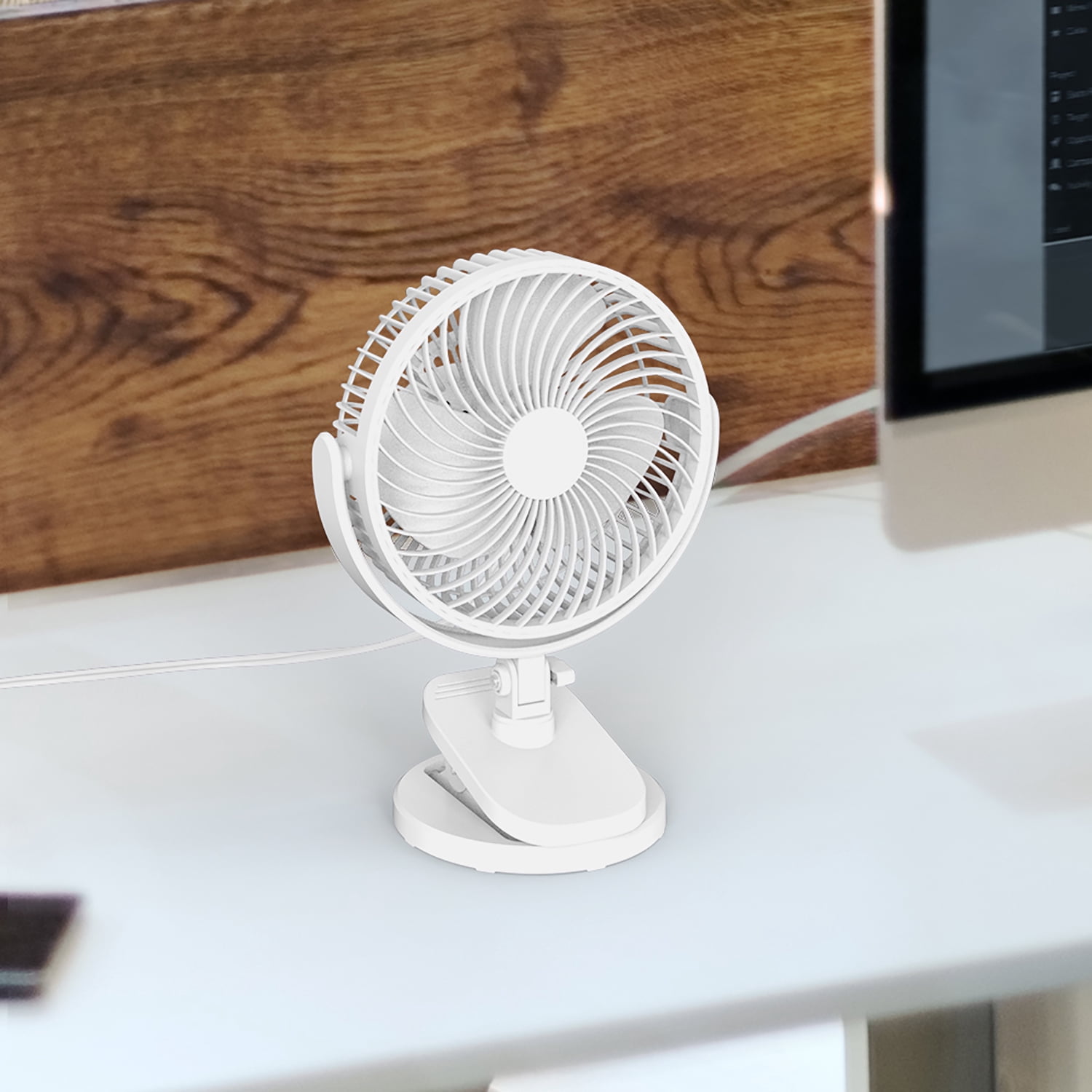 Mainstays 6" 2-speed Personal Desktop and Clip Fan, Adjustable Rotates 360°, White, Model#FN1868NW