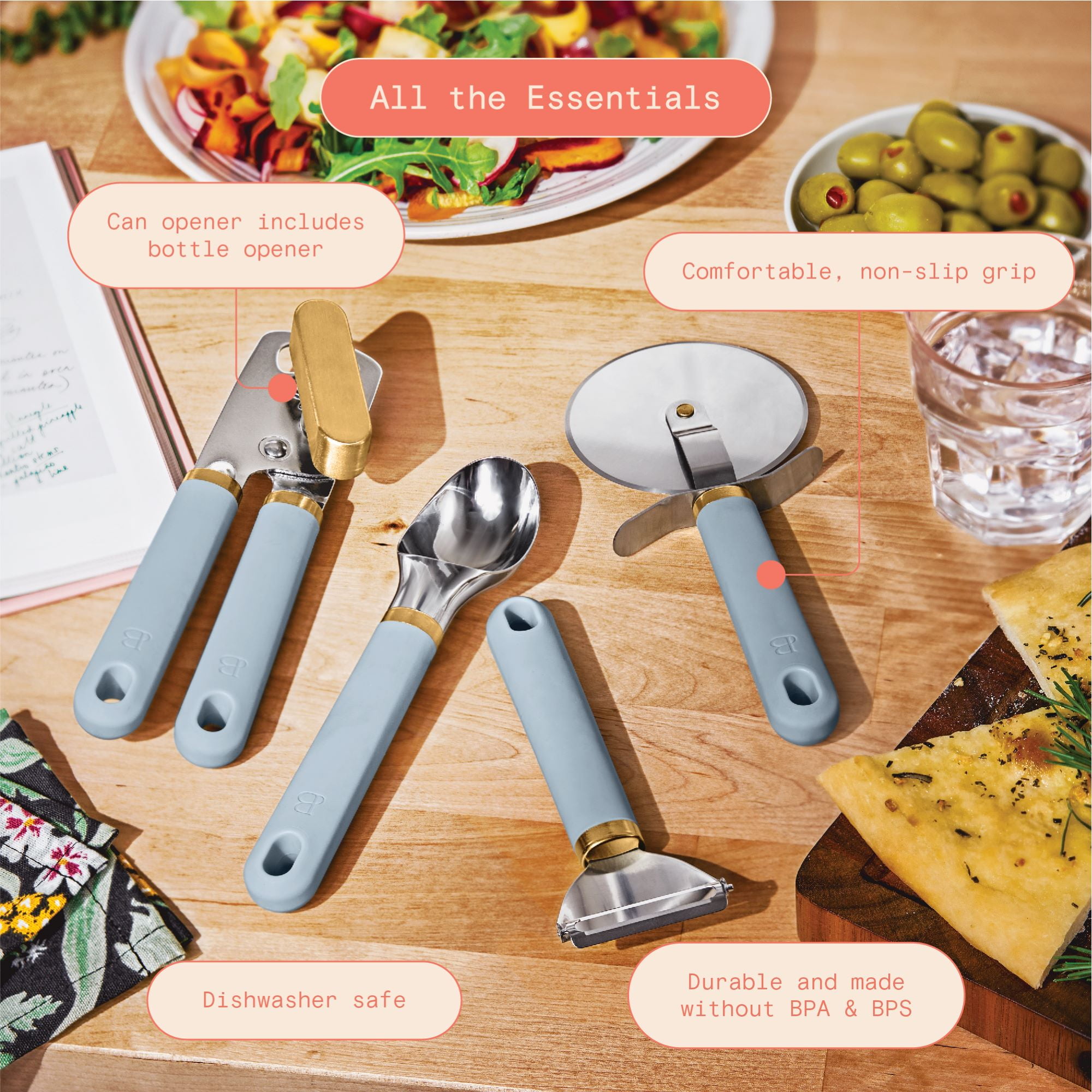 Beautiful 4-Piece Essentials Gadget Set, Cornflower Blue by Drew Barrymore