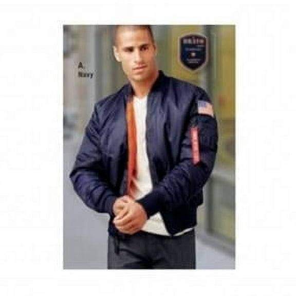 Mens MA-1 Nylon Flight Jacket - Navy - Medium