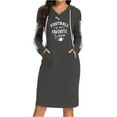 thumbnail image 2 of Buigttklop Rugby Print Hoodie Sweatshirt Dresses for Women 2024 Casual Long Sleeve V Neck Solid Midi Dress with Pockets Fall One Piece Dress, 2 of 6