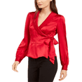 thumbnail image 4 of Nanette Lepore Women's Silk Wrap Peplum Top Red Size 2, 4 of 6