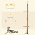thumbnail image 4 of PawHut 100" Floor To Ceiling Cat Tree with 3 Perches, Light Brown, 4 of 10