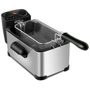 Costway Electric Deep Fryer 3.2 QT/12-Cup Stainless Steel 1700W with Frying Basket Silver
