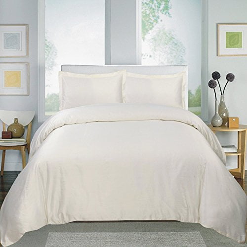Home Sweet Collection Ensemble de Couette en Coton Égyptien Uni 3 Pcs (Double/Grand Ivoire)