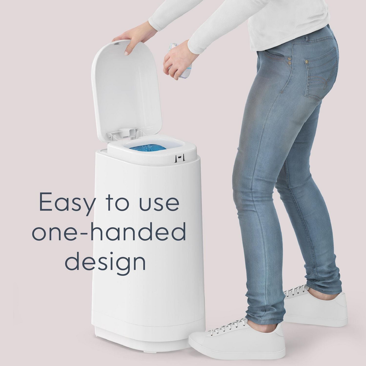 Diaper Genie Essence Diaper Pail, White, Odour-Locking Clamps, 9 Easy Roll bags / holds up to 423 diapers