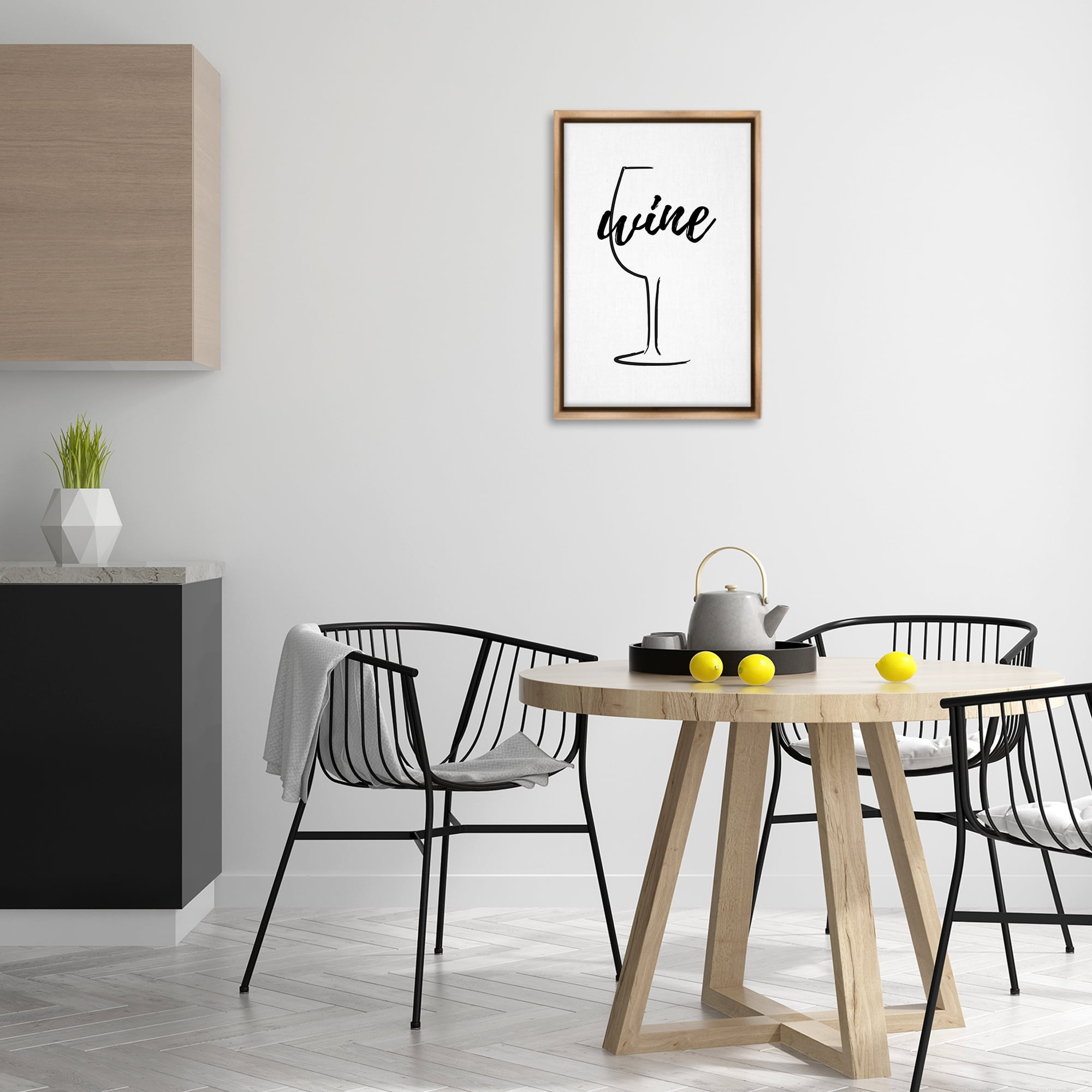 Stupell Industries Minimal Wine Glass Food & Beverage Painting Brown Floater Framed Art Print Wall Art, 17 x 25
