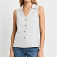 thumbnail image 6 of Noric Women's Sleeveless Button Down Tops Collared Casual Summer Blouse Loose Fit V Neck Office Basic Tank Tops, 6 of 6