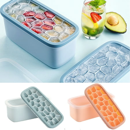 

Beechoice Silicone Ice Cube Trays Ice Storage Container Bin Box Holder Easy-Release Ice Cube Mold BPA Free 26 Cubes per Tray for Cocktail Whiskey Baby Food Freezer-10.24 x 4.92 x 4.33