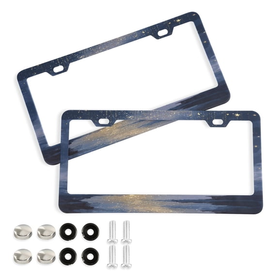 Aluminum License Plate Frame 2 Pack Car Exterior Accessory Car Tag Holder for Front Rear Plates Cars Decor Sky Full Of Shooting Stars