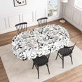 thumbnail image 4 of Oval Tablecloth -54x72 Inch,Retro Mid-Century Modern Tablecloth Simple Geometric Table Cover Understated Decoration, Black and White Tablecloth Suitable for Home, Kitchen, 4 of 6