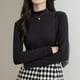 thumbnail image 3 of Camisas de manga larga con cuello alto para mujer, moda de otoño, capas básicas, ajustadas, ropa interior térmica suave, color negro, 3 of 7
