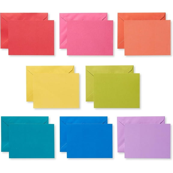 Single Panel Blank Cards with Envelopes, Rainbow Colors (200-Count)