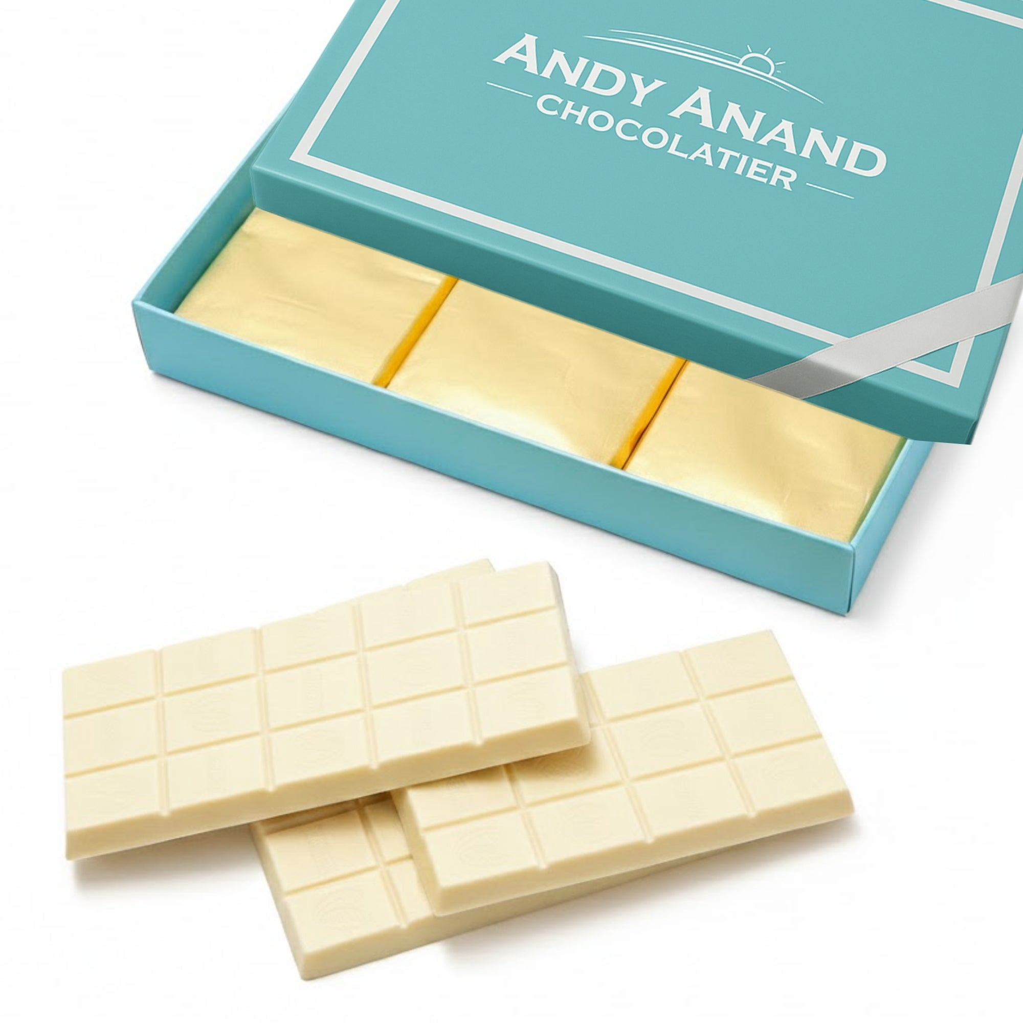 Andy Anand Sugar-Free Belgian White Chocolate Bars 3 Count Stevia Sweetened Gluten-Free 60% Cocoa Butter
