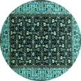 thumbnail image 1 of Ahgly Company Indoor Round Oriental Turquoise Blue Industrial Area Rugs, 4' Round, 1 of 4