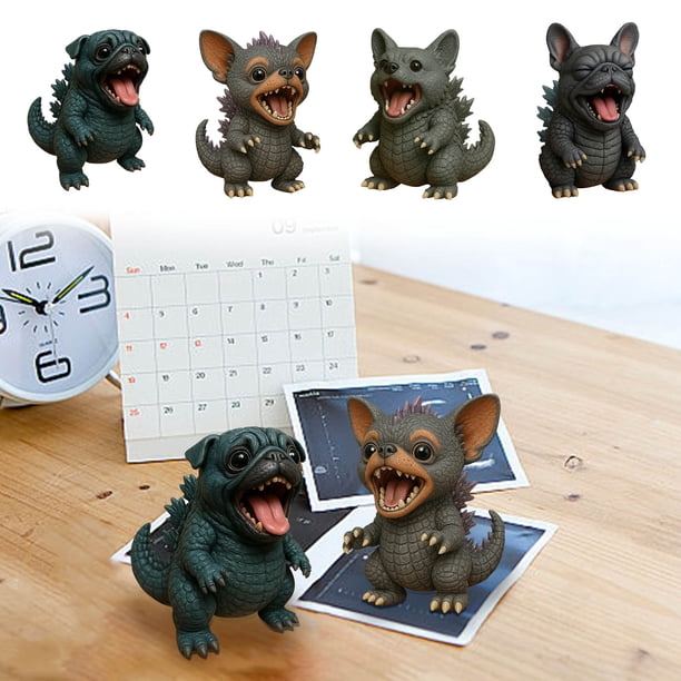 Figurita de perro monstruo | Estatua de cachorro coleccionable de resina | Adorno de decoración para el hogar hecho a mano y fantasioso | Detalle Realista Único | Exhibición de Jardines de
