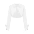 thumbnail image 3 of Zaldita Kids Stain Bolero Shrug Open Front Lace-up Crop Cardigan Flower Girl Dress Cover Up White 4, 3 of 7