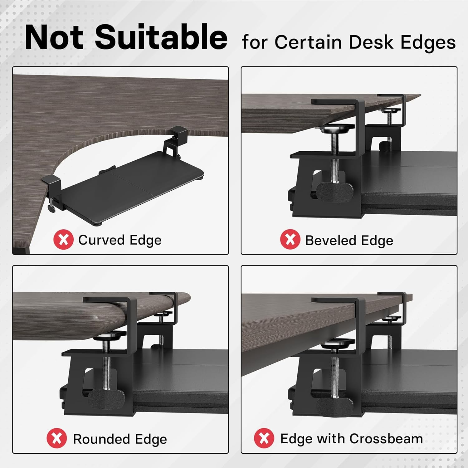 KMT01 Under Desk Keyboard Tray, Pull-Out Keyboard & Mouse Platform with C-Clamp, 25.6 x 11.8 in Space-Saving Ergonomic Slide-Out Drawer