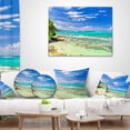 thumbnail image 3 of Designart Tranquil Seychelles Tropical Beach - Modern Seascape Throw Pillow - 16x16, 3 of 4