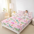 thumbnail image 3 of Erosebridal Cartoon Dino Bed Sheets For Girls,Kawaii Dinosaur Green Cactus King Sheets For Girl 4 Pieces, 3 of 6