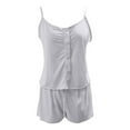 thumbnail image 4 of Uqiangy Women's Short Pyjamas Set Summer Sleeveless Shorts Set Tank Top and Shorts Cami Top Bottoms Cotton Pjs Set Casual Sleepwear Outfits Camisole Nightwear Babydoll Loungwear Gray S, 4 of 5