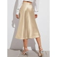 thumbnail image 6 of Zeagoo Women Satin Skirts for Women Silk Midi Length Skirt High Waist Solid Skirts Elegant, 6 of 6