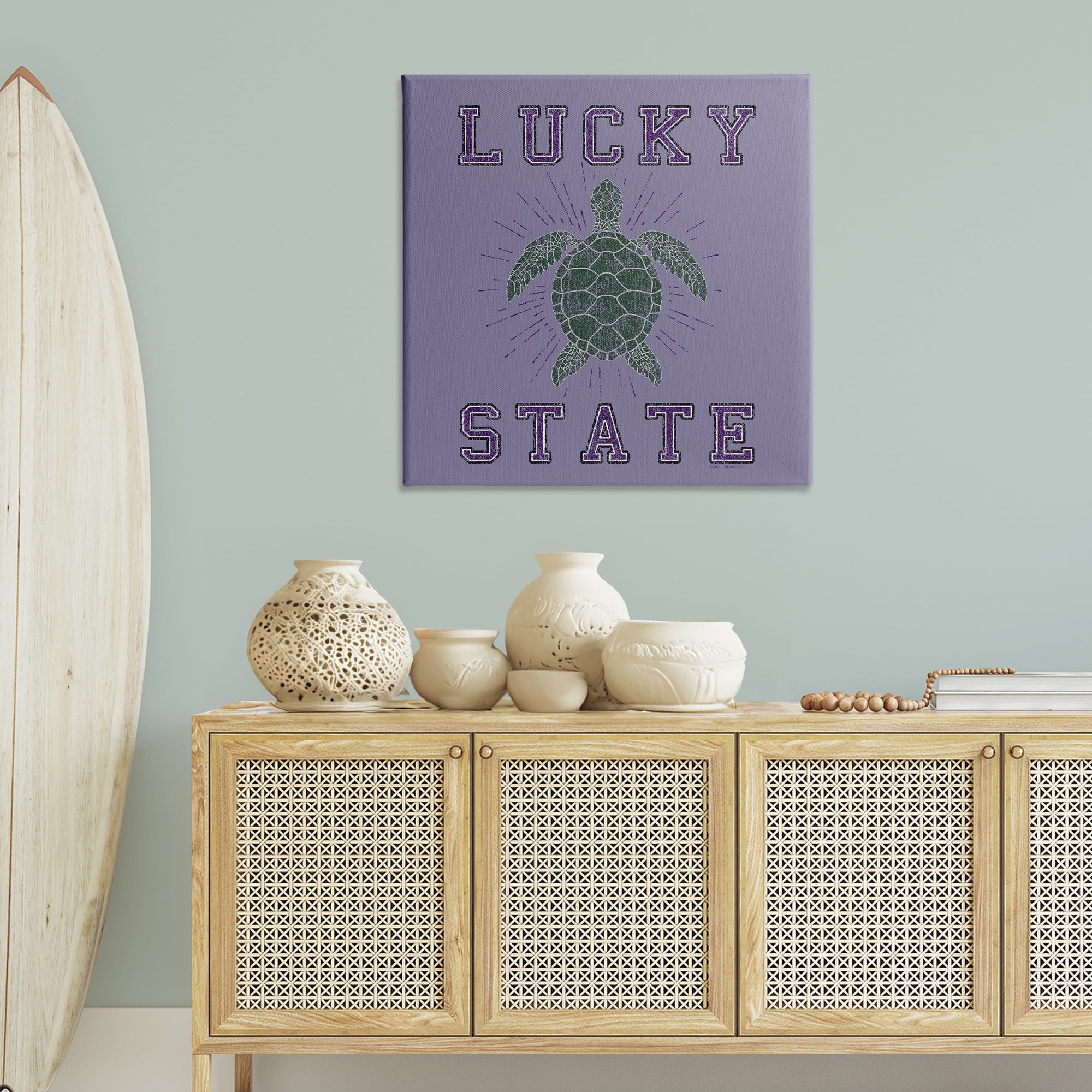 Stupell Industries Lucky Sea Turtle State Animals Painting Wrapped Canvas Art Print Wall Art, 36 x 36