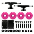 thumbnail image 1 of Victory Jump Skateboard Trucks and Wheels Set, Skateboard Accessories, Skateboard Trucks 5.25 inch, Skateboard wheels 52mm, Skateboard Bearings (5.25 inch Black Truck w 52mm Pink Wheels), 1 of 7