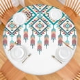 thumbnail image 2 of Multicolor Ethnic Geometric Border Pattern Round Fitted Tablecloth with Elastic Edge,Dining Table Cover Waterproof,Outdoor Round Tablecloth for Camping,Dining,Indoor and Outdoor, 2 of 7