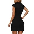thumbnail image 4 of 50% Off Clear! Summer Dresses for Women 2025 Womens Summer Solid Dress Mock Neck Short Sleeve Bodycon Party Club Mini Dresses, 4 of 8