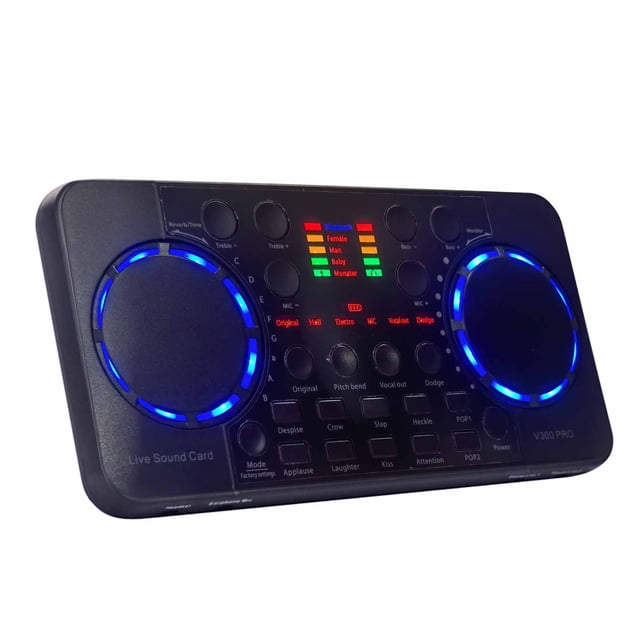 Live V300 Pro Live Sound Card Multifunctional Rechargeable BT Sound Card for Singing/Live Broadcasting/ Recording Voice and Music Compatible with Computer and Smart Phone
