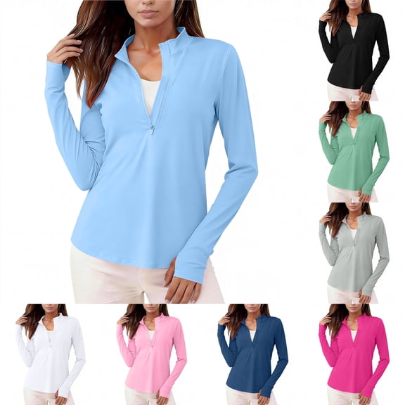 Viluyesy Women's UV Protection Long Sleeve Tops UPF 50 Sun Protection Quarter Zip Shirts Quick Dry Lightweight for Golf Hiking Workout Daily Outdoor Wear