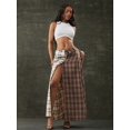 thumbnail image 4 of Multicolor Mixed Plaid Button Front Fold Over Skirt Streetwear Maxi Skirt, 4 of 7