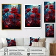 Designart "Moonlight Poppy in Ruby Red" Floral Canvas Wall Art