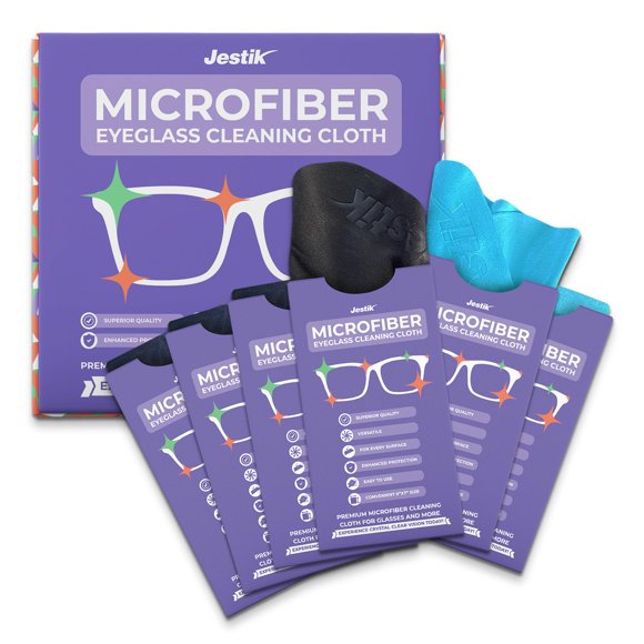 Paños limpiadores de anteojos de microfibra Jestik, paquete de 6