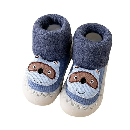

Baby Booties Babe First Walkers Non- Stay On Boots Crib Shoes Sock Warm Knit Booties for Boy Girl Blue 2-2.5 Years