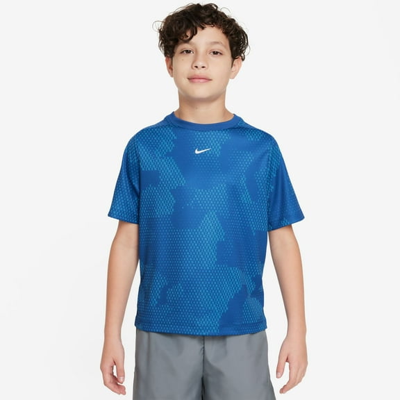 Nike Multi Big Kids' (Boys') Dri-FIT Short-Sleeve Top Color: Game Royal/White Size: XL