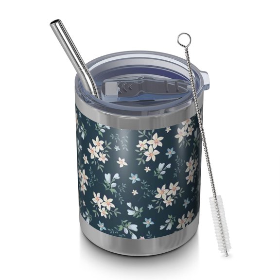 12oz Tumblers Pioneer Flower Vacuum Insulated Stainless Steel Travel Tumbler Cups Mug with Lid and Straw for Beer,Coffee,Beverages with Cleaning Brush for Cold & Hot Drinks
