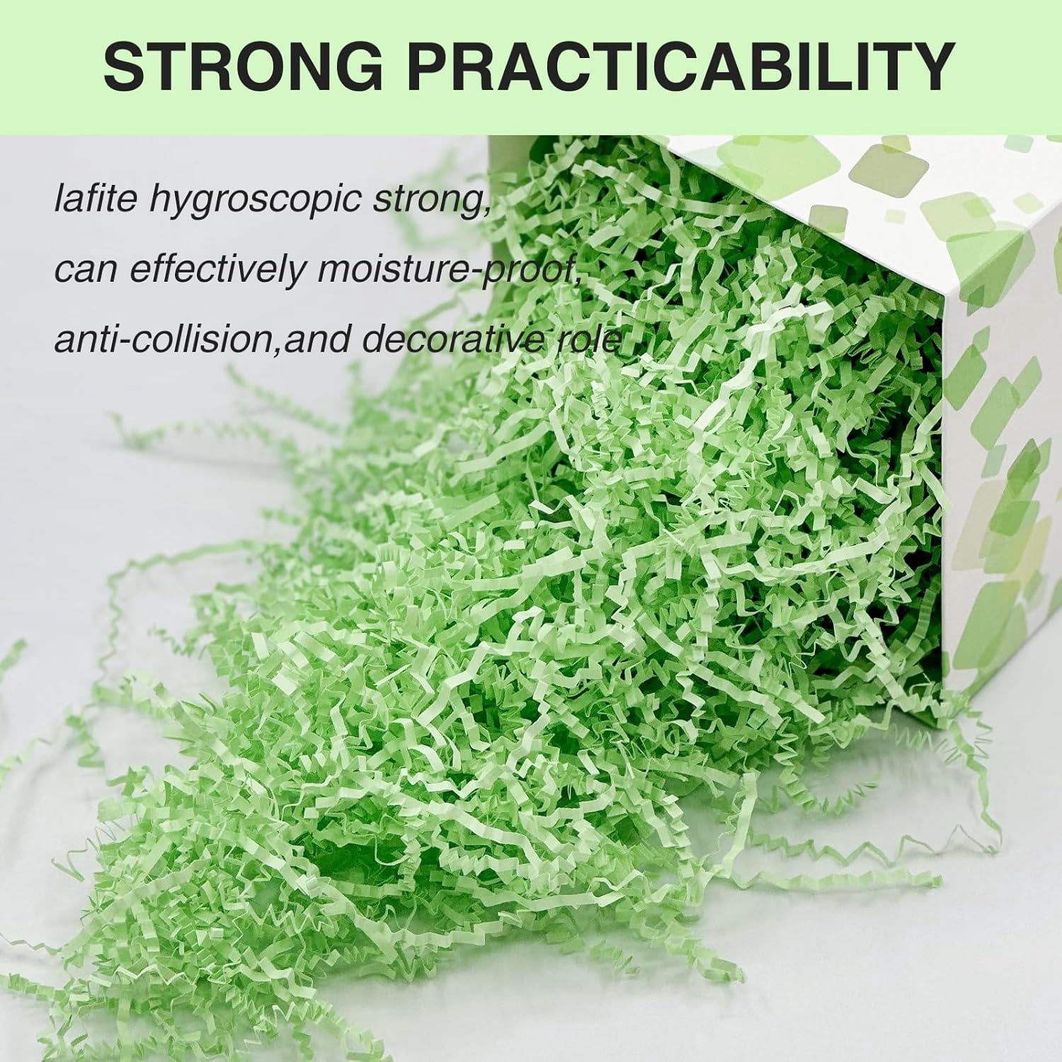 XIBUFE 2Lb Crinkle Cut Paper Shred Filler for Bag Gift Box Basket Easter Grass Decorations (Light Blue)