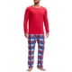 thumbnail image 1 of Conjunto de pijamas familiares de cuadros INSPIRE CHIC con camisetas de manga larga y pantalones XL para hombres en rojo, 1 of 5