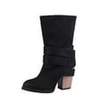 thumbnail image 2 of OKBOP Womens Chunky Heel Mid-Calf Boots-Heeled Boots for Women Christmas Vintage Winter Boots for Women Clearance Black, 2 of 6