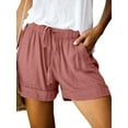 thumbnail image 3 of Summer Shorts for Women Solid Casual Fit Elastic Waist Pocket Pants Lunge Pants Ladiess Casual Drawstring Elastic Waist Comfy Summer Beach Shorts S-5XL, 3 of 6