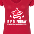 thumbnail image 4 of Inktastic Red Friday Remembering Everyone Deployed with Red American Flag Women's V-Neck T-Shirt, 4 of 5