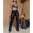 thumbnail image 6 of Women High Waist Stretch Button Detail Flare Leg PU Leather Pants, 6 of 6