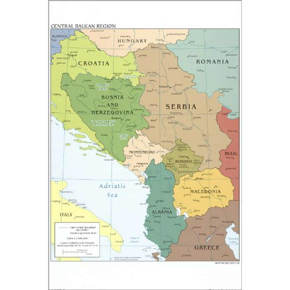 16x24 Poster; Cia Map Of Bosnia Croatia Serbia Kosovo Albania Macedonia ...