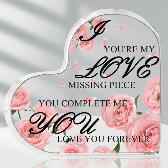 I Love You Gifts for Her Him, Heart Acrylic Plaque Signs-You're My Missing Piece, for Couples Girlfriend Boyfriend Wife Husband, Anniversary Birthday Valentines Day Gifts