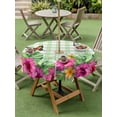 thumbnail image 4 of Outdoor Tablecloth with Umbrella Hole for Patio/Picnic/Party/Camping, Tropical Spring Waterproof Table Cloth Round Cover Washable, Floral Leaves Butterflies Sage Green Plaid (Dia 54"), 4 of 8