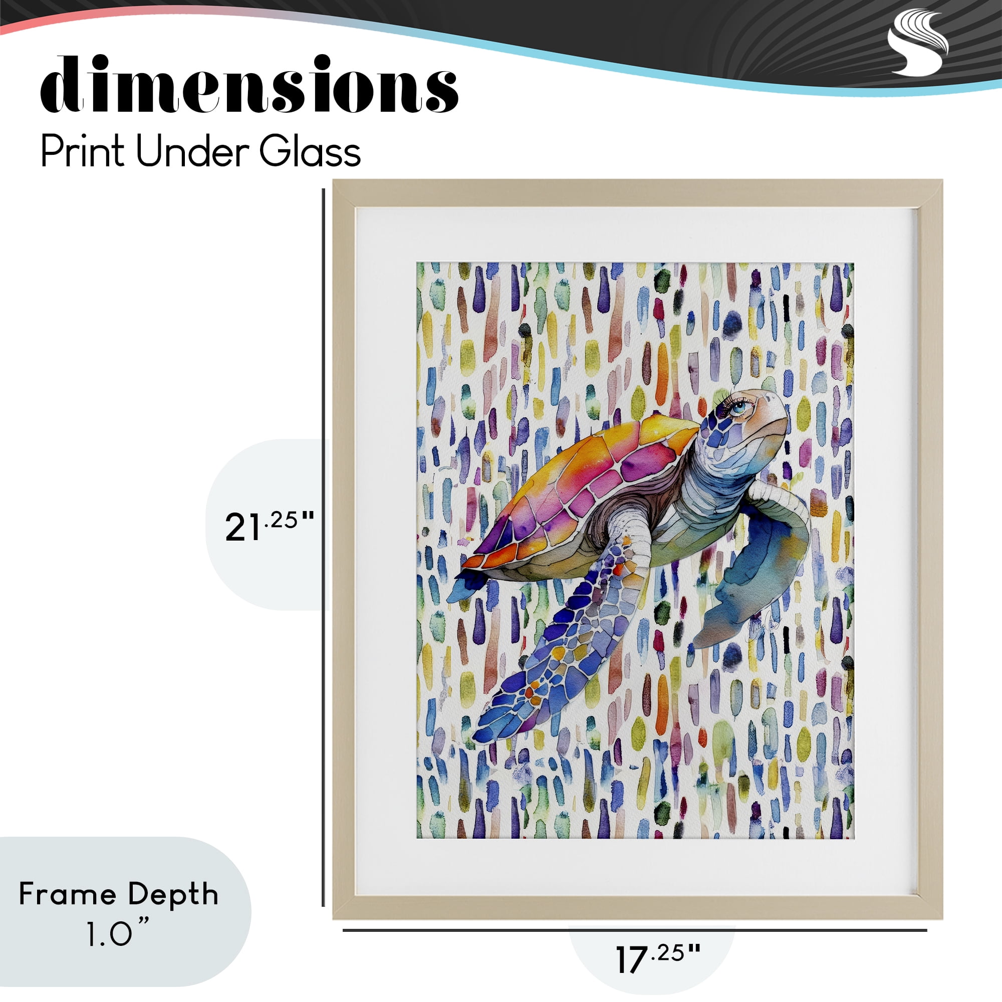 Stupell Industries Turtle on Colorful Dots Birch Framed Print Under Glass, design by Shelly Craig
