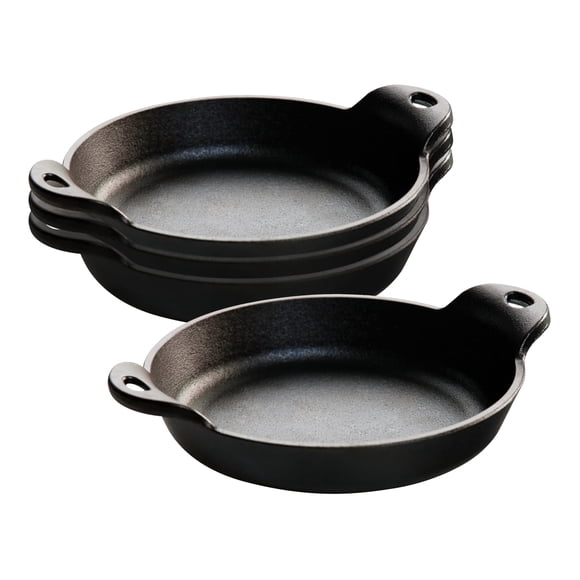 Lodge Round Cast Iron Mini Server - Heat-Treated - Perfect Size for Dips, Desserts & Appetizers - Great for Home & Restaurant Use - 9 Ounce (Pack of