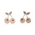 thumbnail image 1 of Aretes de oro 14k GIALLO Broquel GIALLO COLLECTION Cerezas de oro amarillo y oro blanco con cortes diamantados y circonias rojas, 1 of 5