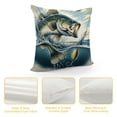 thumbnail image 4 of Orinice  Fishing Throw Pillow Cushion Cover, Largemouth Sea Bass Catching a Bite in Water Spray Motion Splashing Wild Image, Decorative Square Accent Pillow Case,  White, 4 of 5